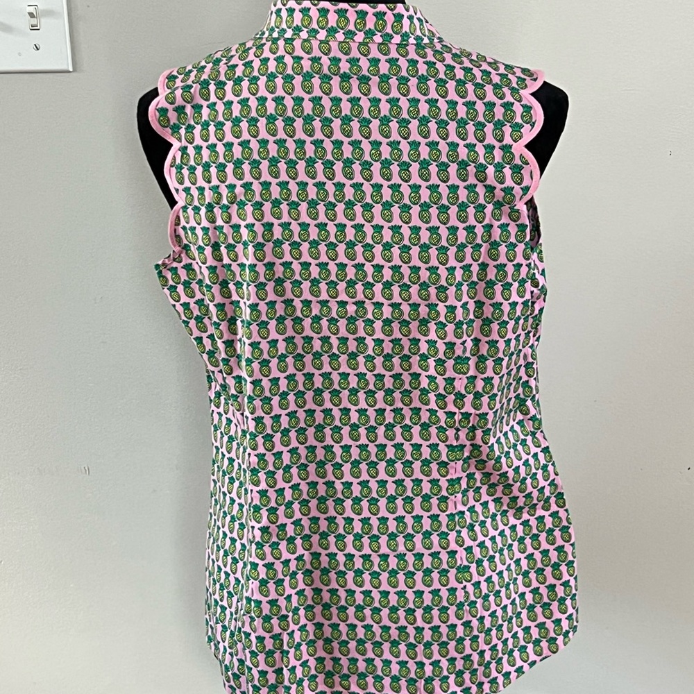 Talbots Pink and Green Pineapple Blouse - Picture 3 of 8